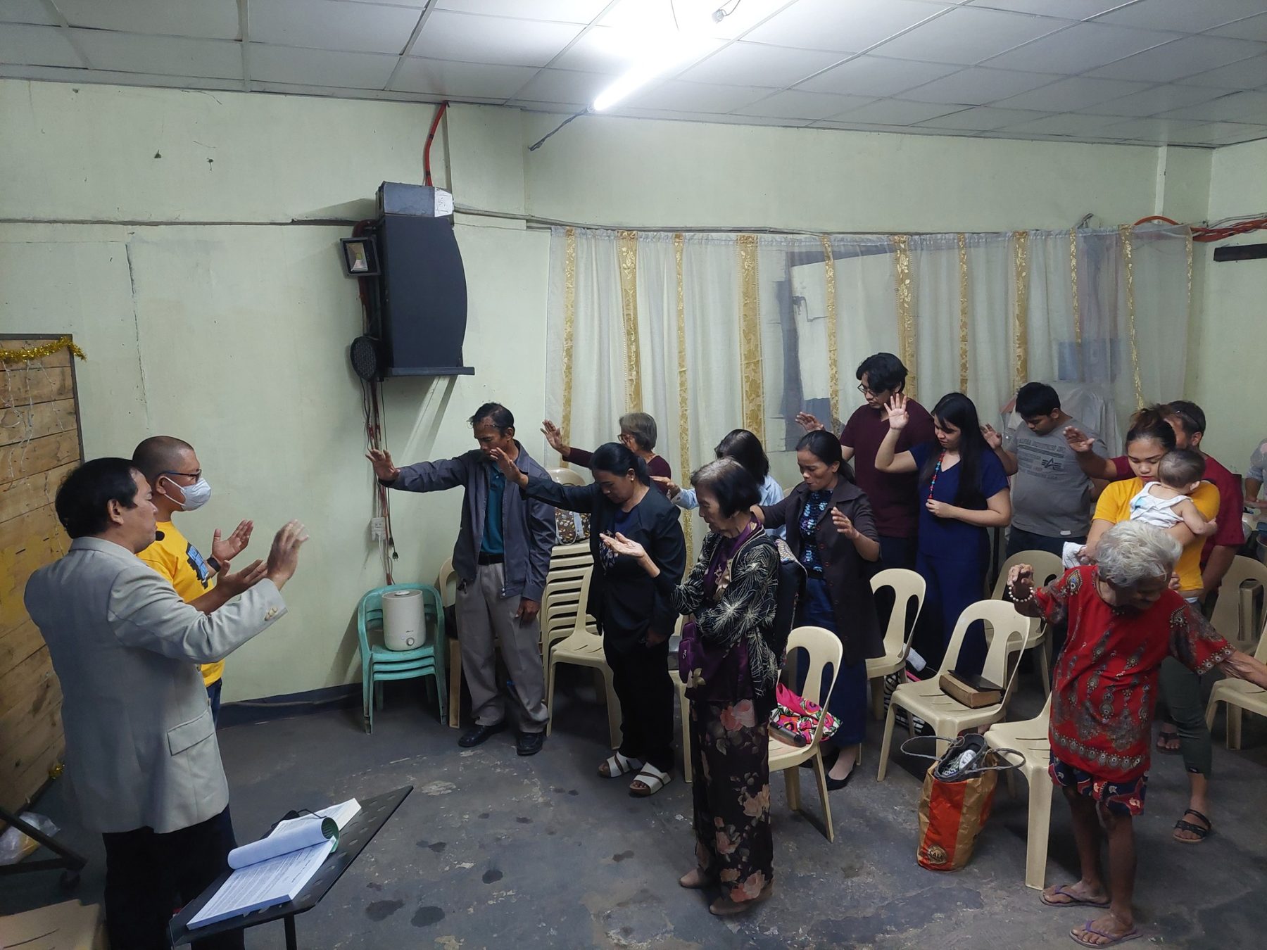 Church prayer and worship service